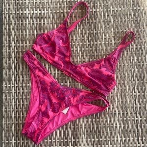 Zimmermann sculpt scoop bikini - pink paisley